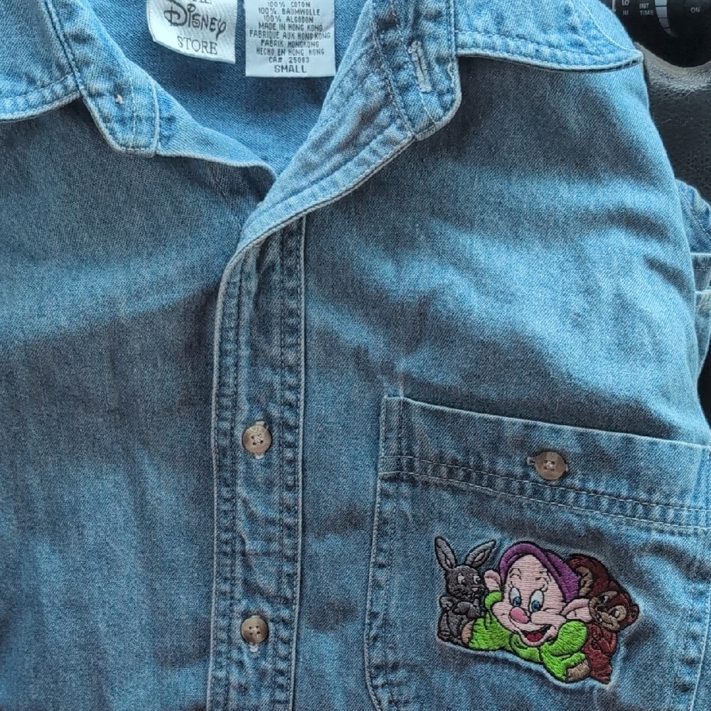 Disney Denim Shirt with Dwarfs Embroidery